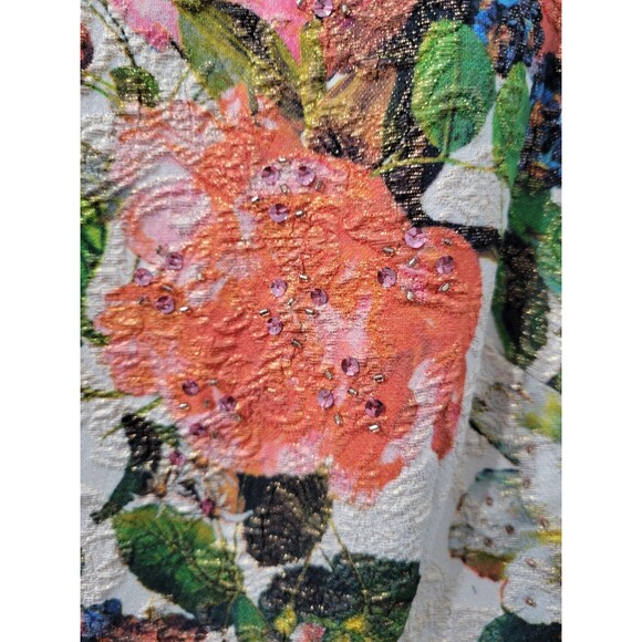 Adrianna Papell Floral Brocade Matelasse Dress Size 12 - Picture 10 of 10